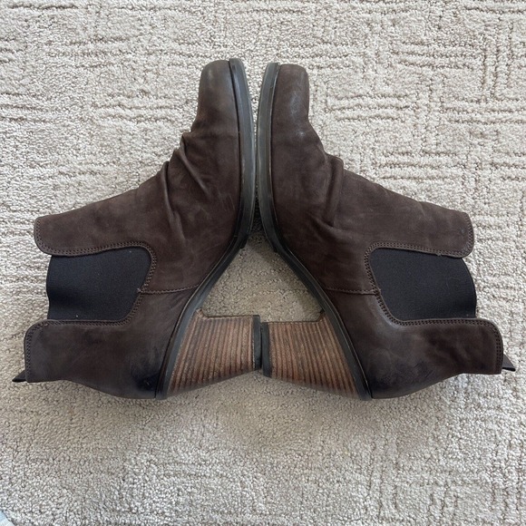 Paul Green Munchin Women Chelsea Boots 6.5 Brown Heeled Slouchy Suede Leather 3” - Picture 5 of 12